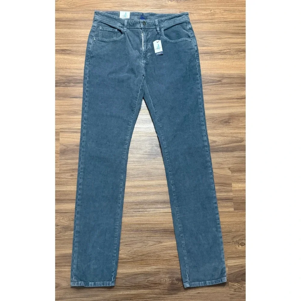 Johnnie-O Mens Wales Corduroy 5 Pocket Pants Charcoal Grey Straight Leg Sz 32x34